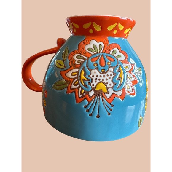 DUTCH WAX Porcelain Hand Painted Floral Blue Mug by Coastline Imports 12oz - Picture 8 of 9